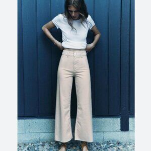 Zara Light Beige Marine Straight Jeans - Size 4
